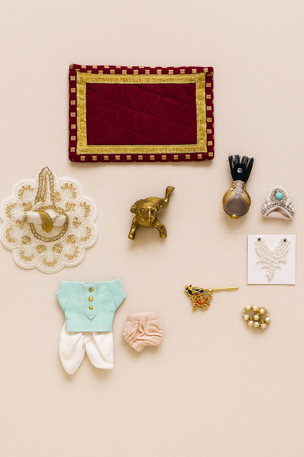 Sanskriti Laddu Gopal 10-in-1 Janmashtami Decoration Kit (Size 3)(8*8*3 in)