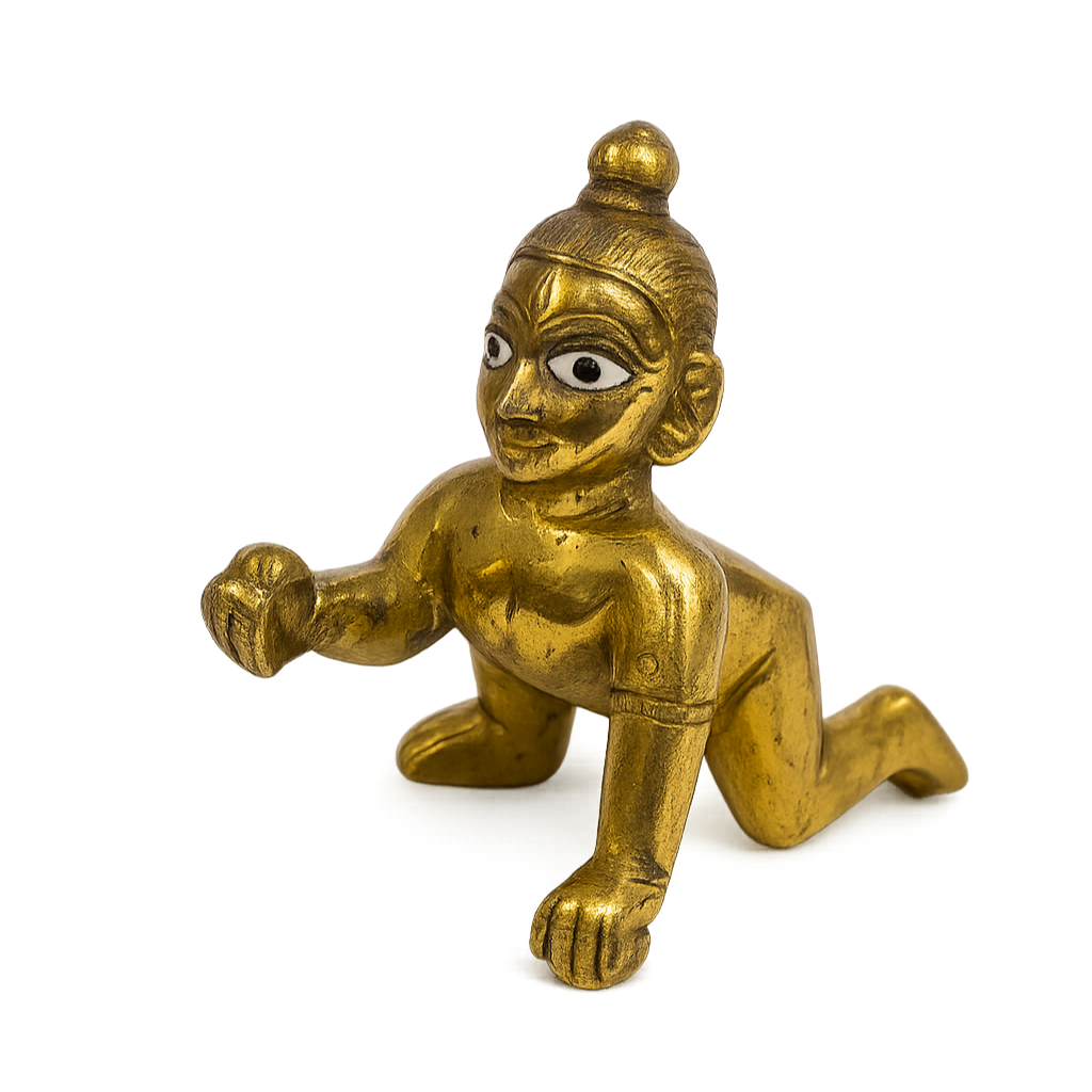 Laddu Gopal Idol – Brass Murti for Janmashtami, Puja & Home Decor (Size 3)(8*8*3 in)
